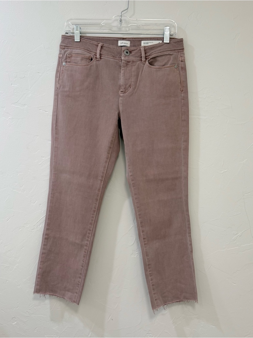 J. Jill Distressed Tan Cropped Straight Jeans